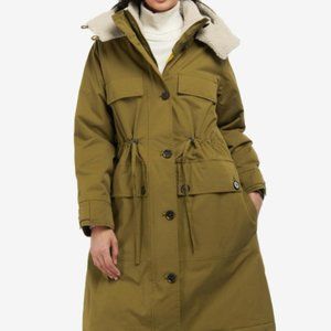 sz US 10  Barbour Lana Hooded Shell Jacket Olive /Lime MSRP$490 British Classic